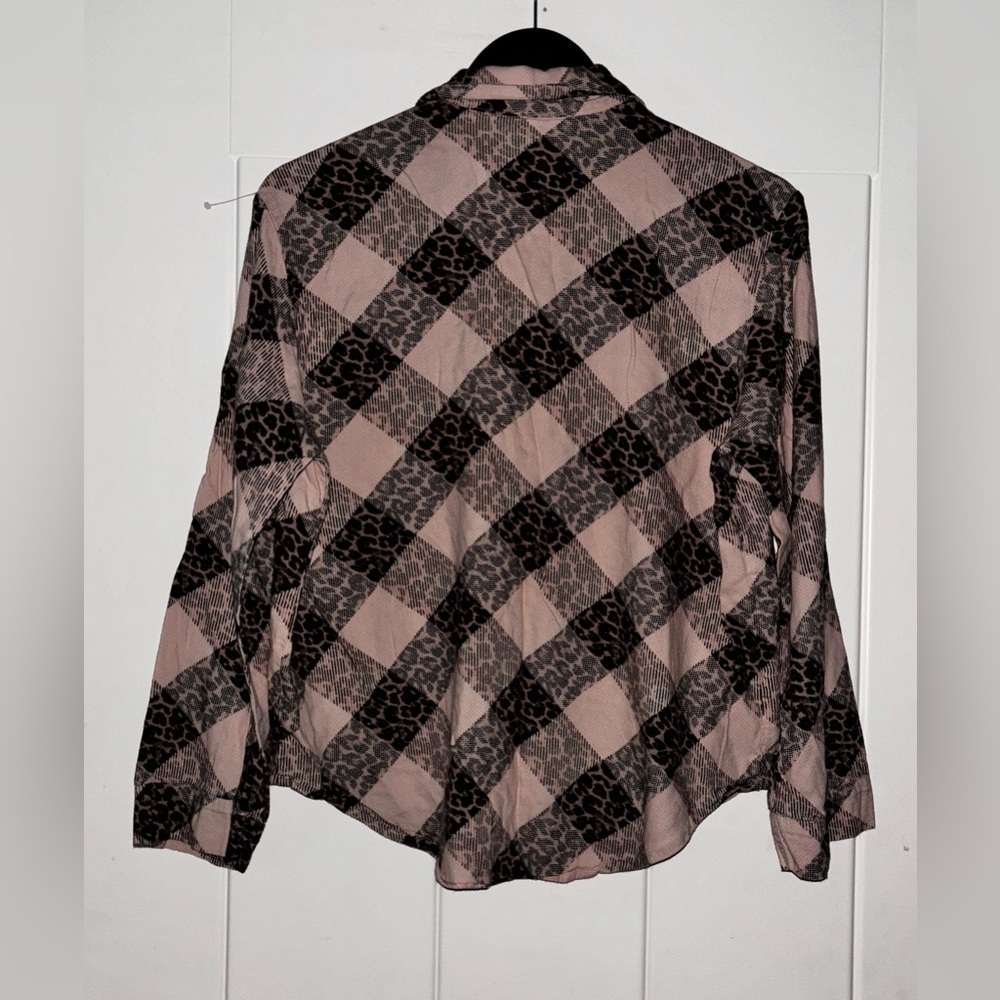 Victoria's Secret Women S Black Pink Plaid Animal Flannel 2pcs Pajama Lounge - Picture 5 of 14